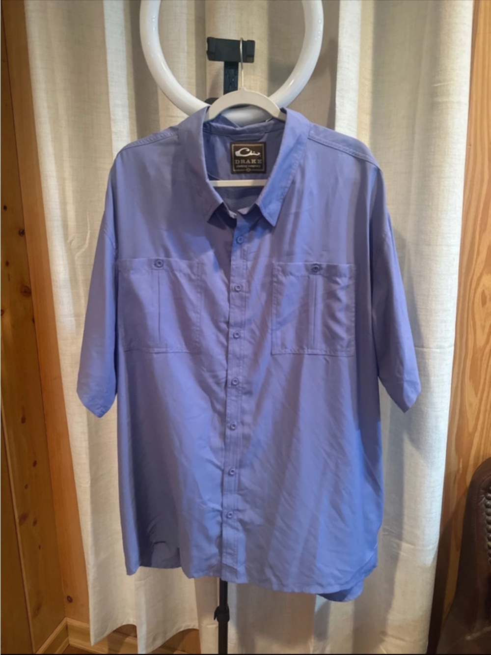 Drake Men's Casual Short-Sleeve Button-Down Shirt - Lavender Blue - 2xl